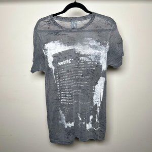 Wet Cement Grey Graphic T-Shirt Lightweight See Through Art Tee Mens S